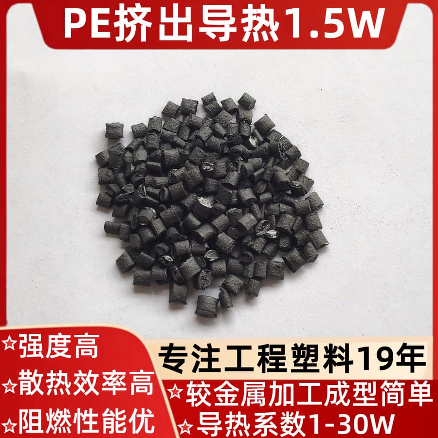 PE thermal conductivity 1.5W/(m·K), injection molding/extrusion graphene high thermal conductivity, flame retardant HDPE for energy storage, heat dissipation, lighting, and pipes.
