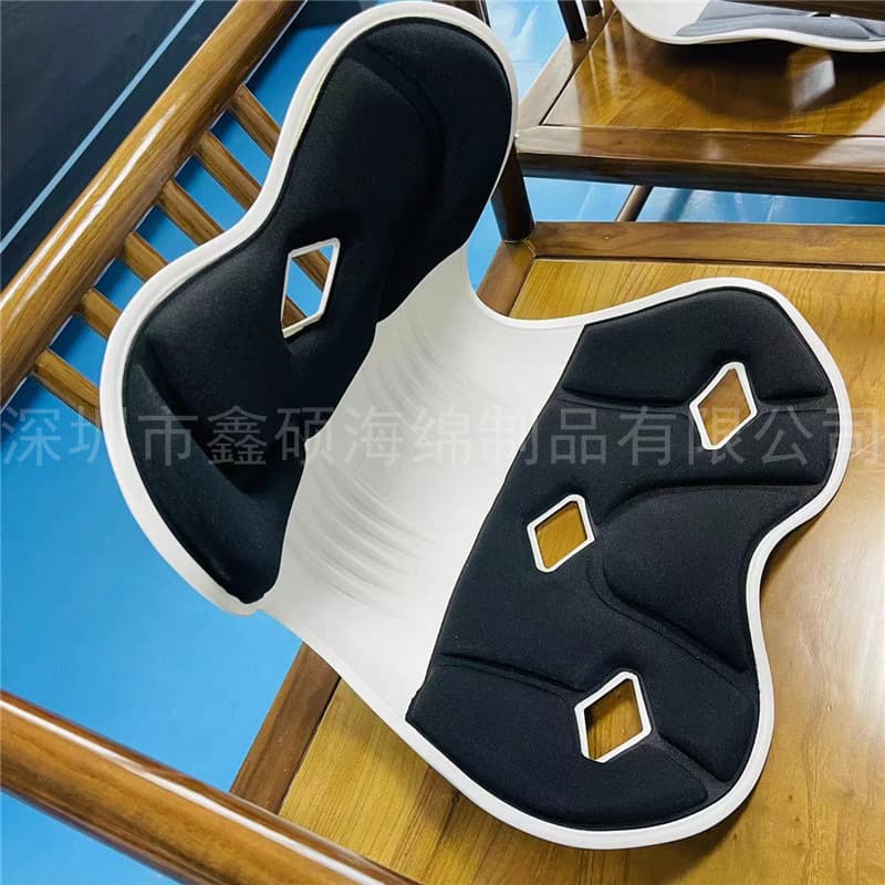 Black Long-Sitting Comfort Foam Back Cushion ABS Plastic Japanese Petal Seat Cushion Protective EVA Lumbar Pad