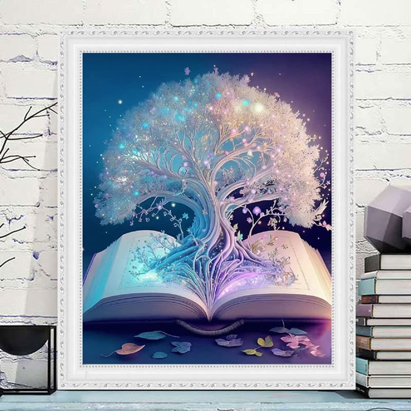 Factory direct sales foreign trade cross-border cross-stitch tree on book new minimalist living room foyer hand embroidery