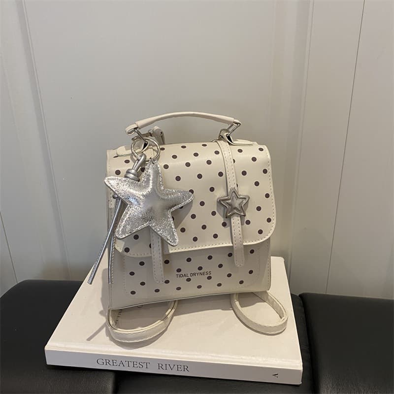 Western style retro college backpack women's 2026 summer new niche polka dot backpack daily student school bag