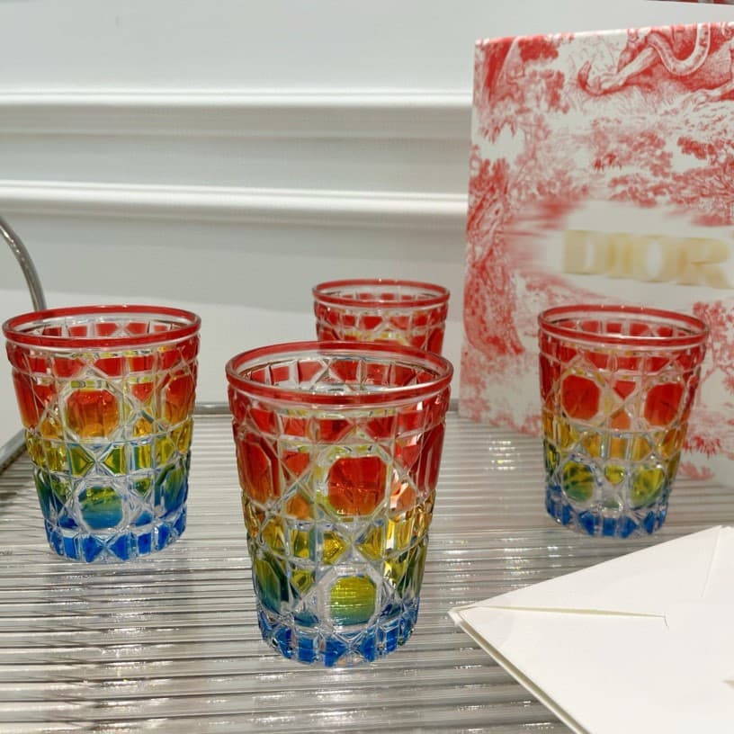 D's Tengge Pattern Rainbow Cup, Retro Medieval Glass Cup, Engraved Crystal Whiskey Cup, Elegant Fairy Water Glass