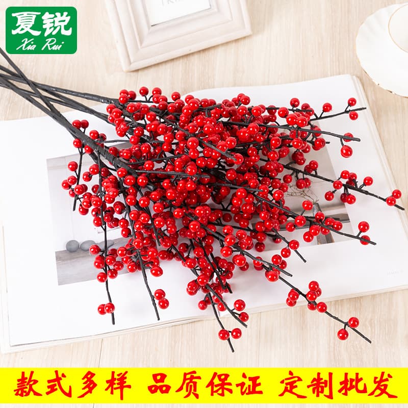 Simulated flower fortune fruit holly fruit wedding berry decoration New Year red fruit blessing bucket New Year's Eve flower living room ornaments fake flowers