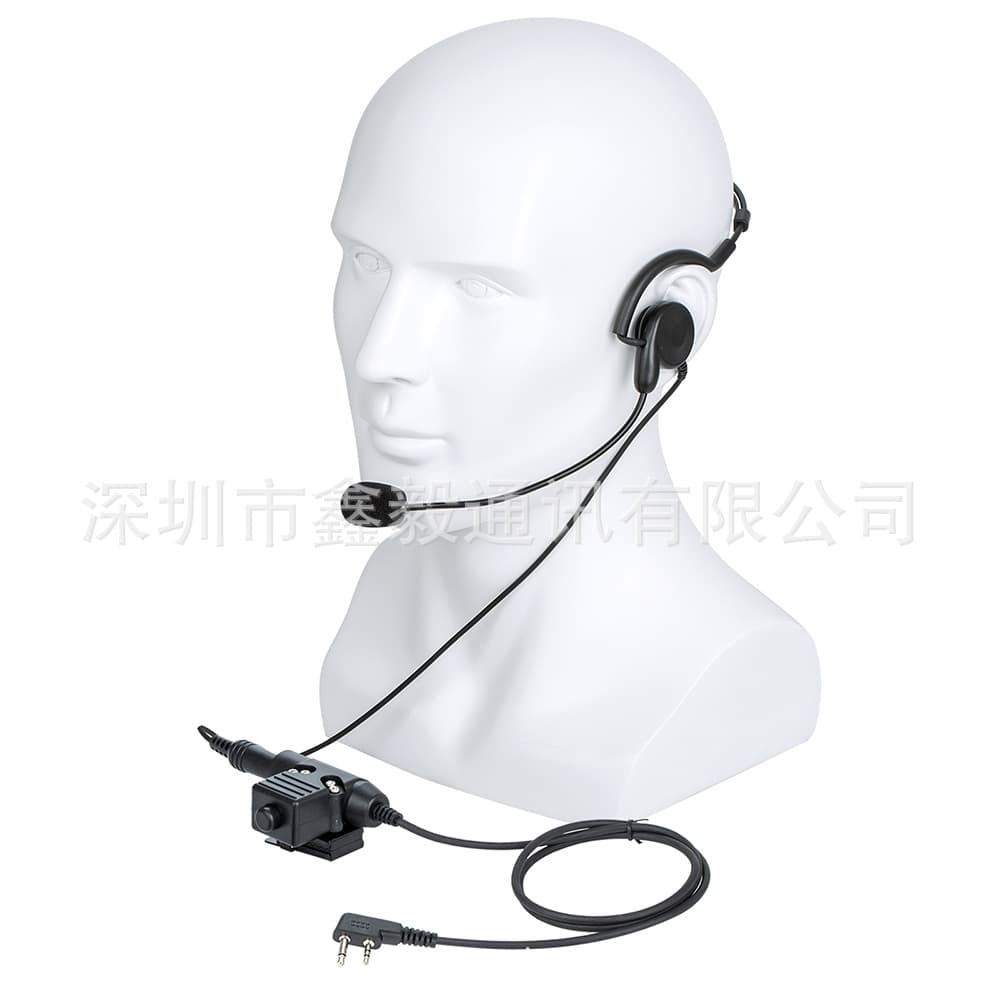 U94 PTT + Single-Side Headset Tactical Boom Mic Bone Conduction Earphone for Icom V8 V80 V82 and Other Two-Way Radios