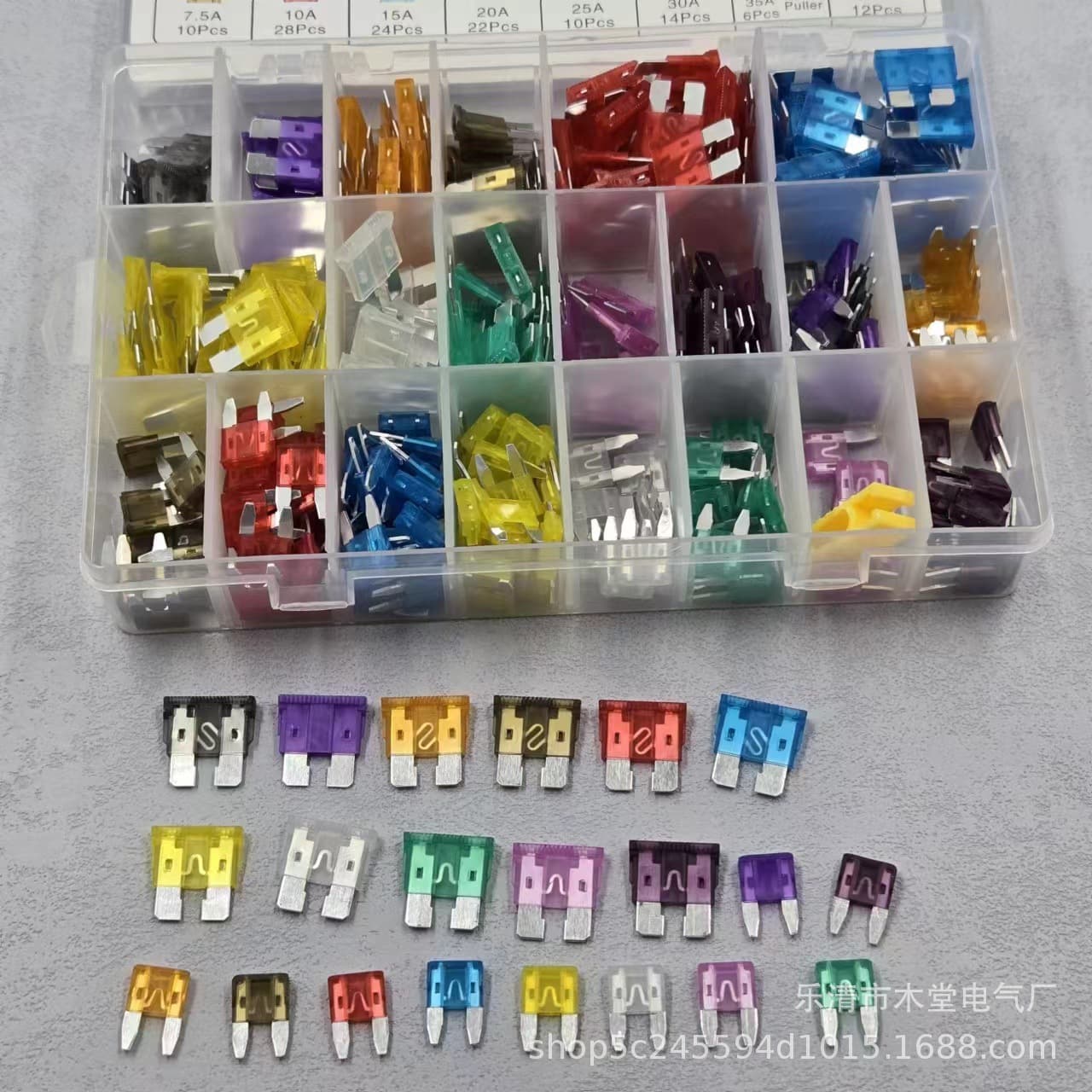 300pcs Automotive Blade Fuses 2A-40A, Aluminum Fuse Assortment with Box
