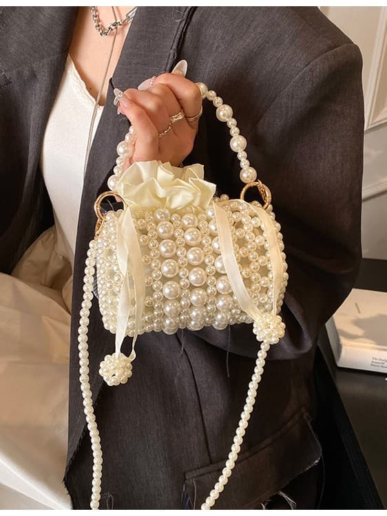 2025 New Summer Cute Princess Handbag for Girls with Pearl Woven Accessories, Shoulder and Crossbody Bag