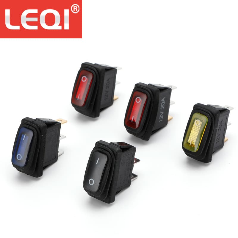 Three-pin illuminated waterproof rocker switch KCD3 integrated 12V 20A dustproof oil-proof waterproof LED