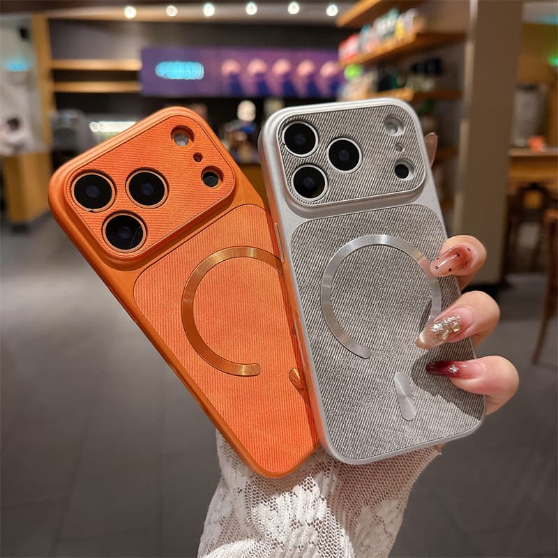 Compatible with iPhone 17 Pro Max Magnetic Phone Case, Apple 16 Pro Denim Texture Drop-Resistant Protective Cover