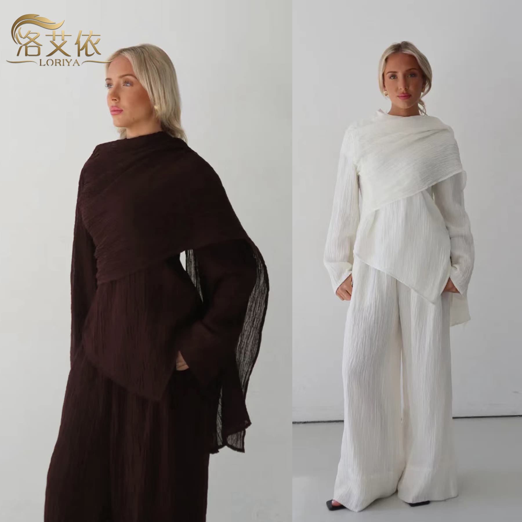 2025Loriya solid color buttoned cardigan and pants two-piece set LR1034