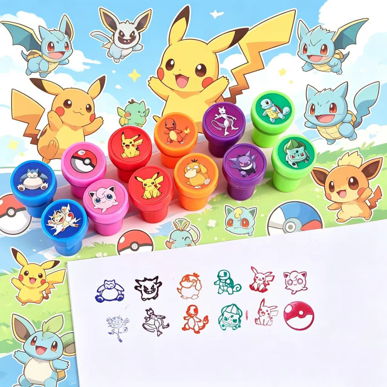 Cute Pikachu Stamp Cartoon Creative Color Ink Pad Children's Mini Stamp Teacher Reward Creative Stamp