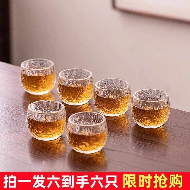 Glass Transparent Hammered Texture Tea Cup, Heat-resistant Thumb Rest Cup, Home Kung Fu Tea Set, Single Cup, Personalized Master Cup
