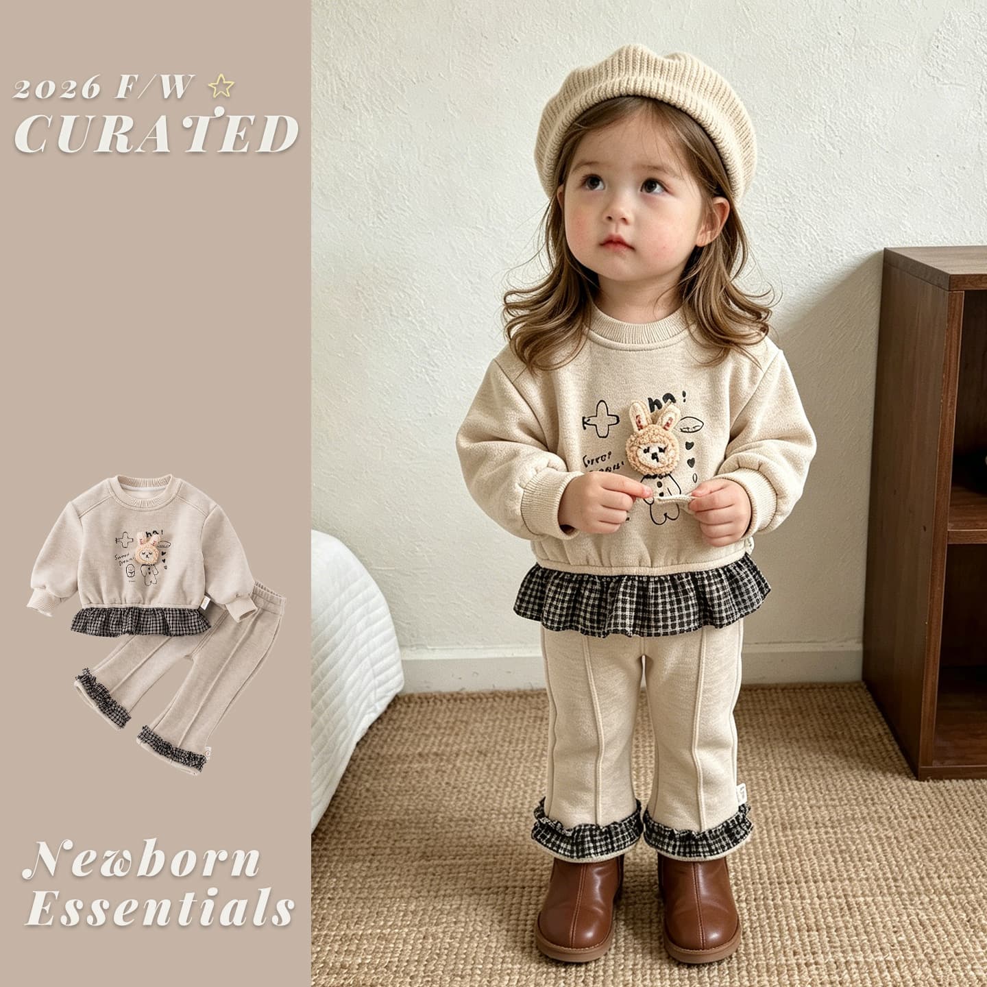Baby Toddler Stylish Fall Outfit 2026 Early Winter New Fleece Sweatshirt and Sweatpants Two-Piece Set Girls Autumn Winter Clothes