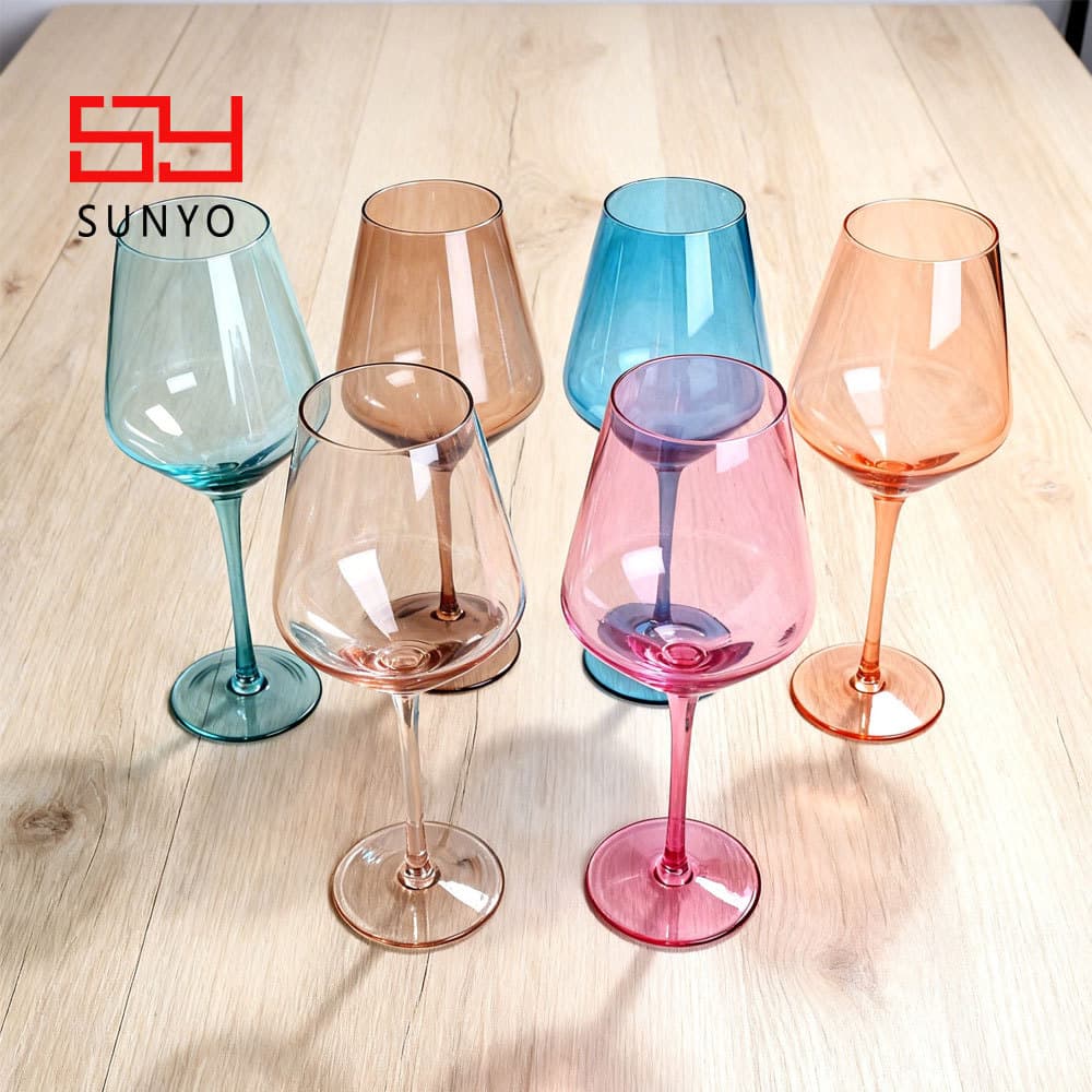 Colorful Multi-Color Western Crystal Glass Wine Glass Set Fashion Colored Red Wine Glass Cocktail Glass Water Glass