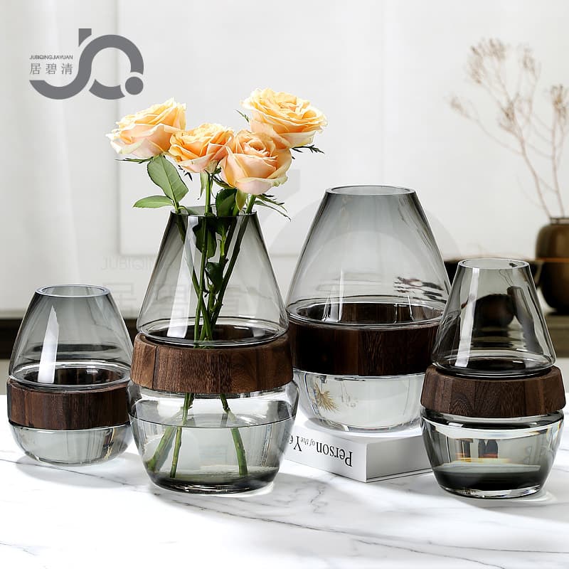 Amazon's best-selling modern simple natural style creative wooden pier glass vase desktop home flower arrangement ornaments decoration