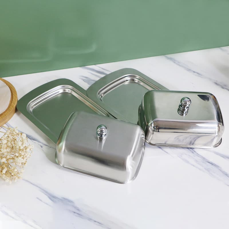 Stainless steel butter box, restaurant butter dish, dessert plate, Western food cheese box, commercial food storage container