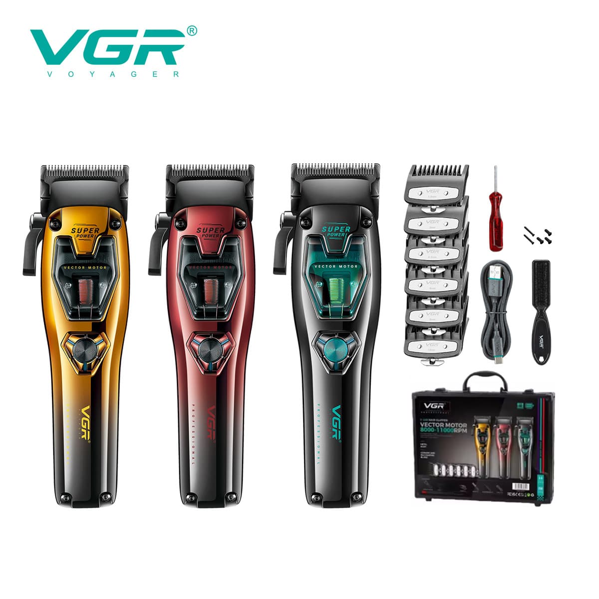 VGR668 Cross-border Electric Smart Variable Speed Hair Clipper Professional High-Speed Brushless Motor 11000RPM Digital Display Trimmer