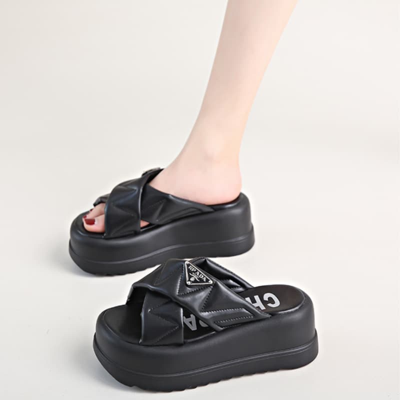 Women's One-Strap Slide Sandals 2025 New Style, Slip-On Platform Thick Sole Fashionable Versatile Slippers