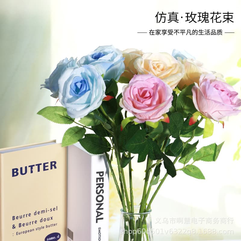 Single Stem Silk Artificial Rose Wholesale for Wedding Home Decor, Valentine's Day Bouquet