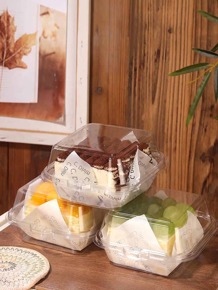 Trendy Transparent Tiramisu Cake Box Sliced Dessert Basque Sandwich Butter Rice Cake Bento Takeout Box