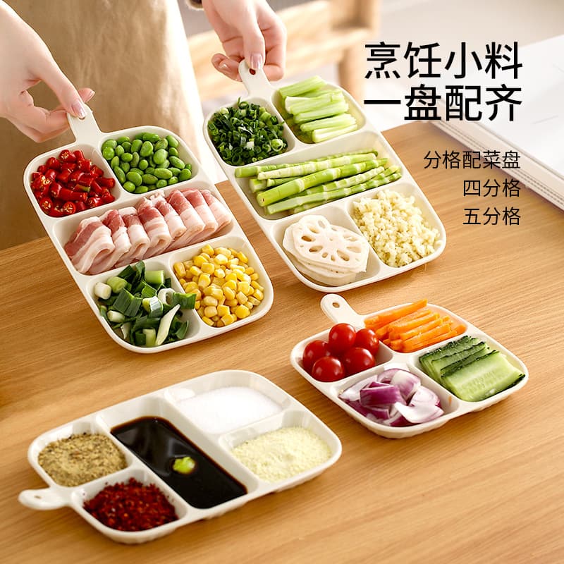 FaSoLa Multi-Functional Kitchen Wall Hanging Vegetable Plate Grid Design Hot Pot Sauce Dish Onion Garlic Preparation Tool PP Material