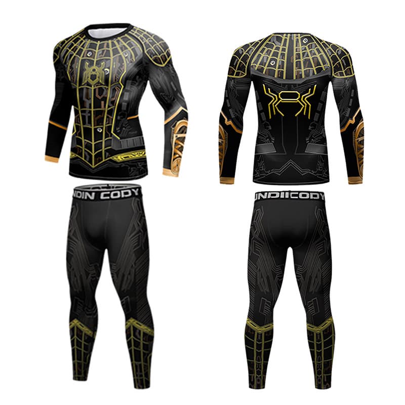 New Men's Fitness Four-Piece Suit Casual Running Training Compression Quick Drying Sports Bodysuit Elastic Compression Bodywear