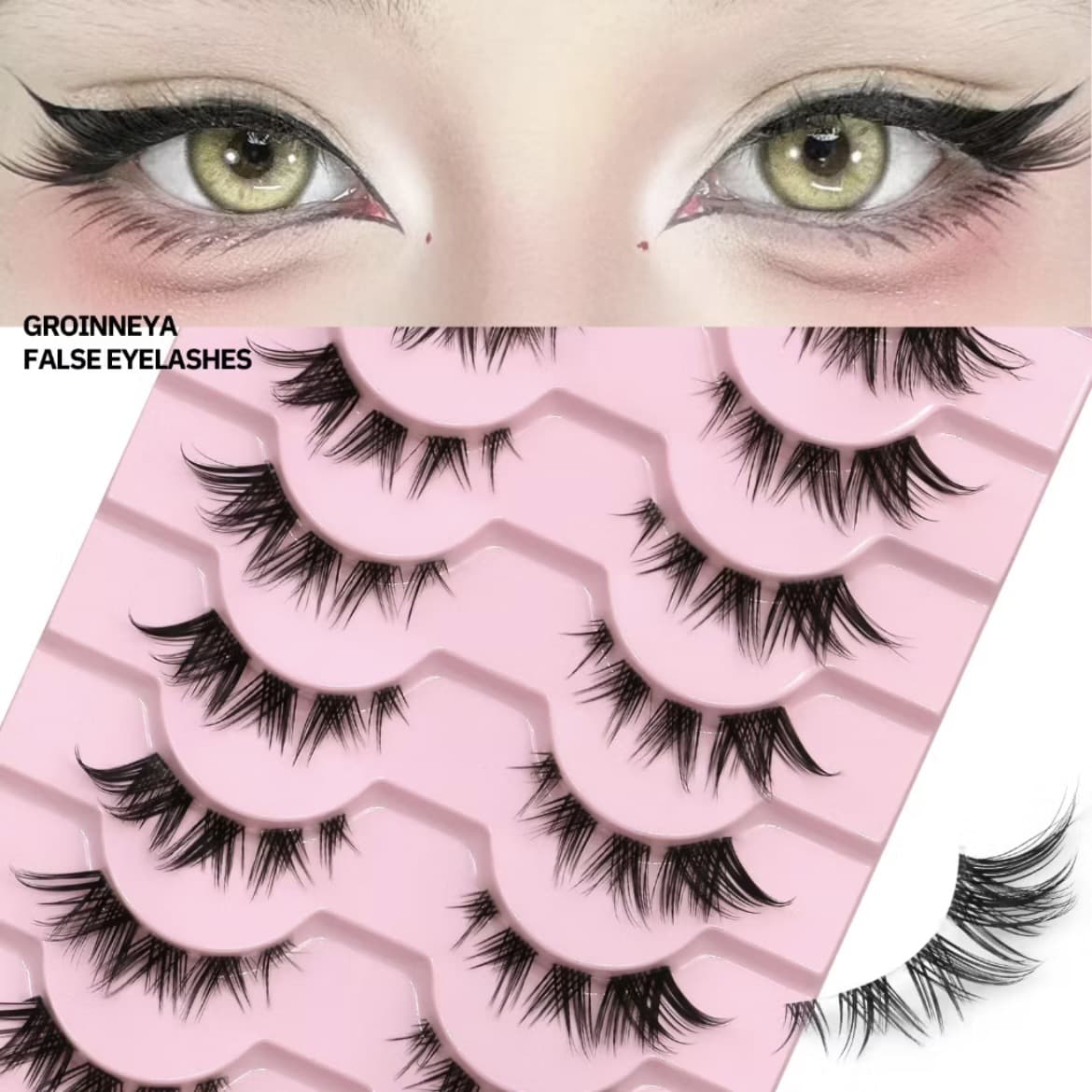 Europe and America Wholesale New Arrival Clear Band False Eyelashes 7 Pairs Pack Eye Tail Extended Flat Factory Full Strip Europe and America Extended