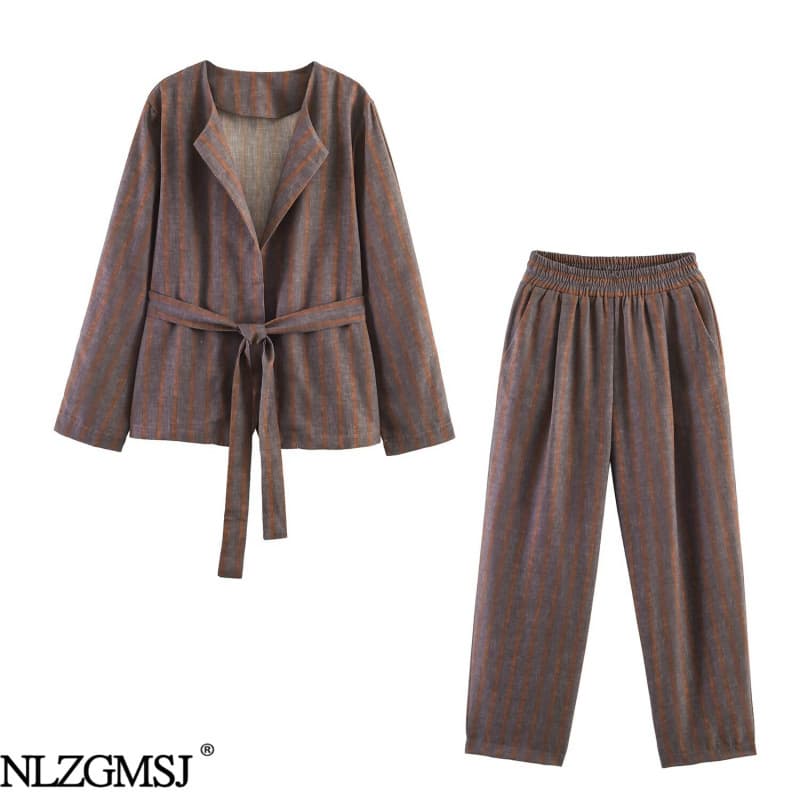 2026 Summer New Arrival European and American Style Fashion Striped Blazer and Trousers 2775647 24446
