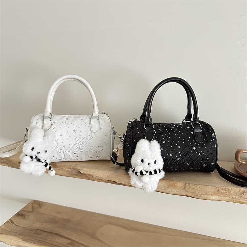 White star embroidered handbag women's crossbody bag high-end niche design shoulder bag cute bunny pendant