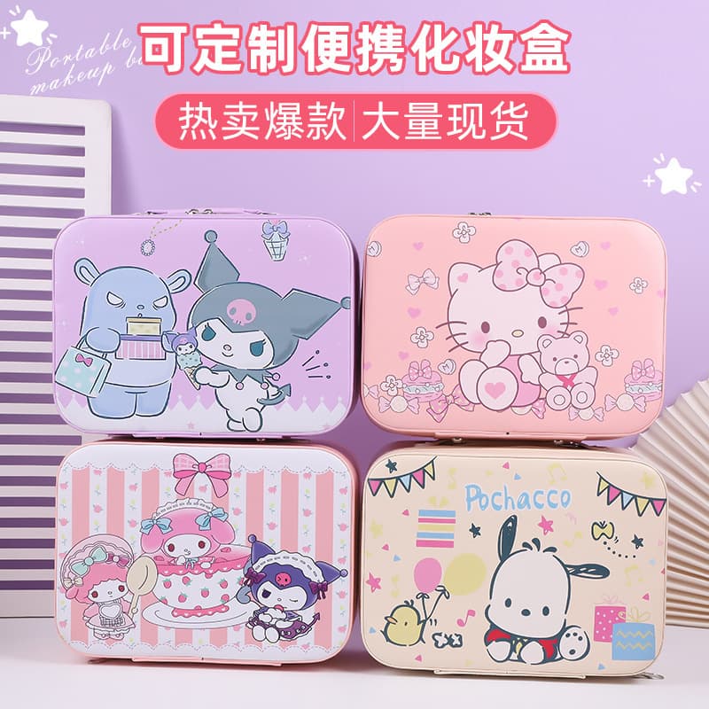 Cartoon Children's Cosmetic Bag Cute Sanrio Travel Portable Large Capacity Mirror Cosmetic Case Cosmetics Customization