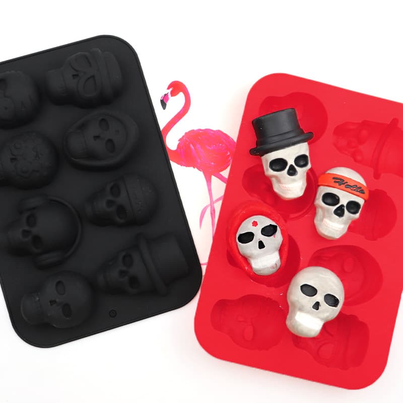 Minghao 8-Cavity Funny Skull Silicone Chocolate Mold, Cross-Border Ecommerce Supply, Wax Seal Stamp Mold, QQ Candy Mold