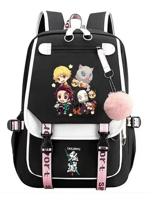 Anime Backpack, Large Capacity Teen Student School Bag with USB Port Laptop Compartment