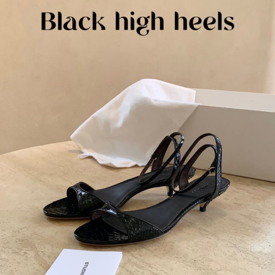 In Stock~ [Limited Black Label] Influencer Favorite Genuine Leather Sole French Open-Toe Ankle Strap Roman Sandals for Women