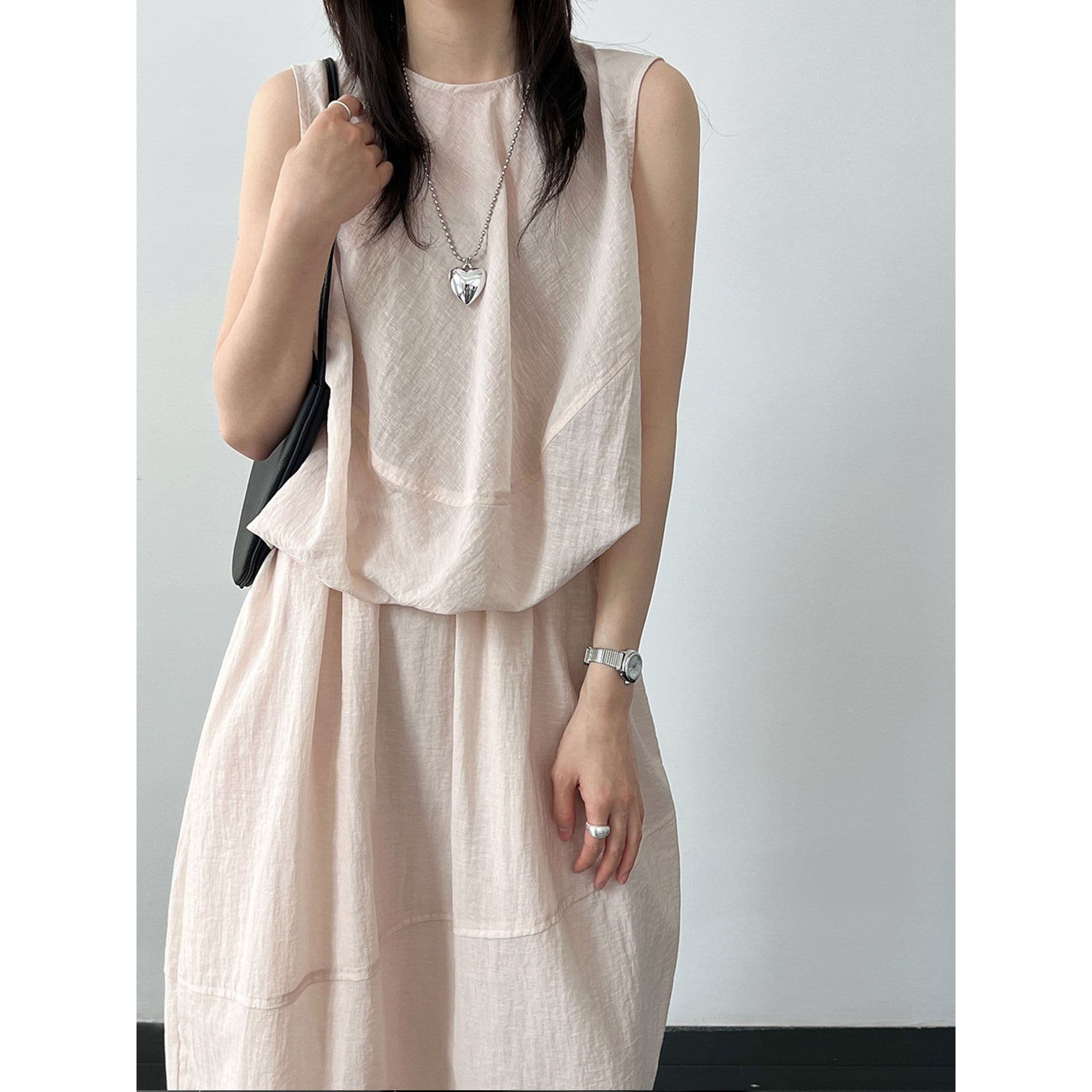 Women's French Vacation Relaxed Sleeveless Vest and Skirt Set - Summer Thin Style Age-Defying Commute Two-Piece Set