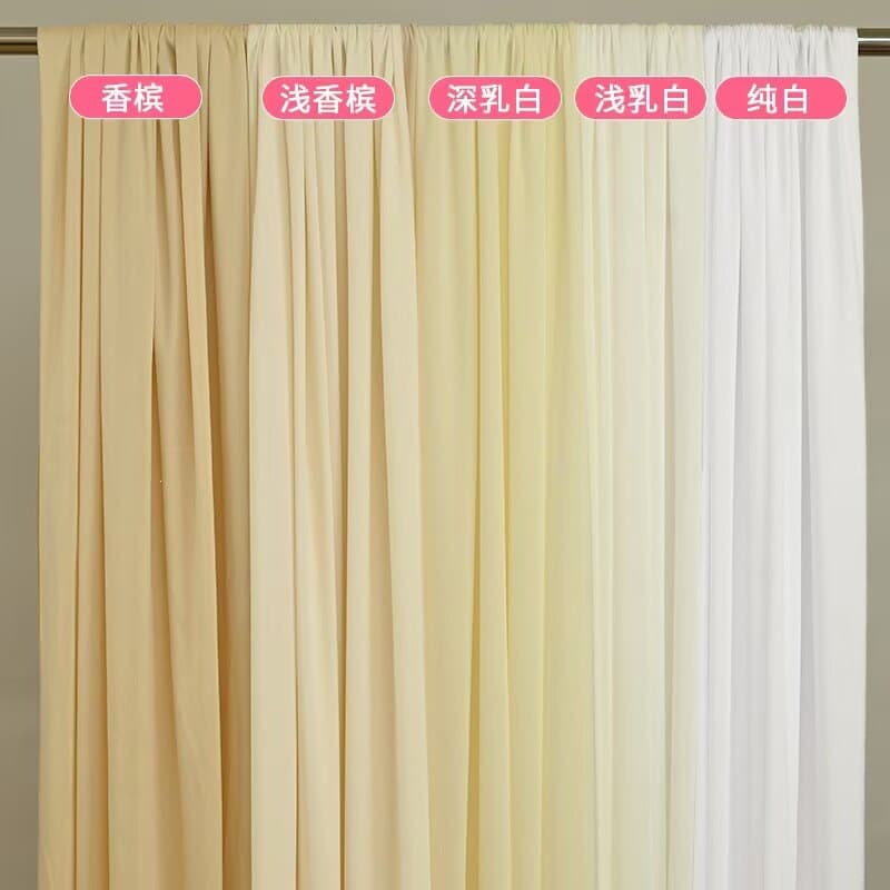 Wedding ceiling drapery champagne color stretch fabric milk silk cream color decorative wedding stage background cloth gauze curtain
