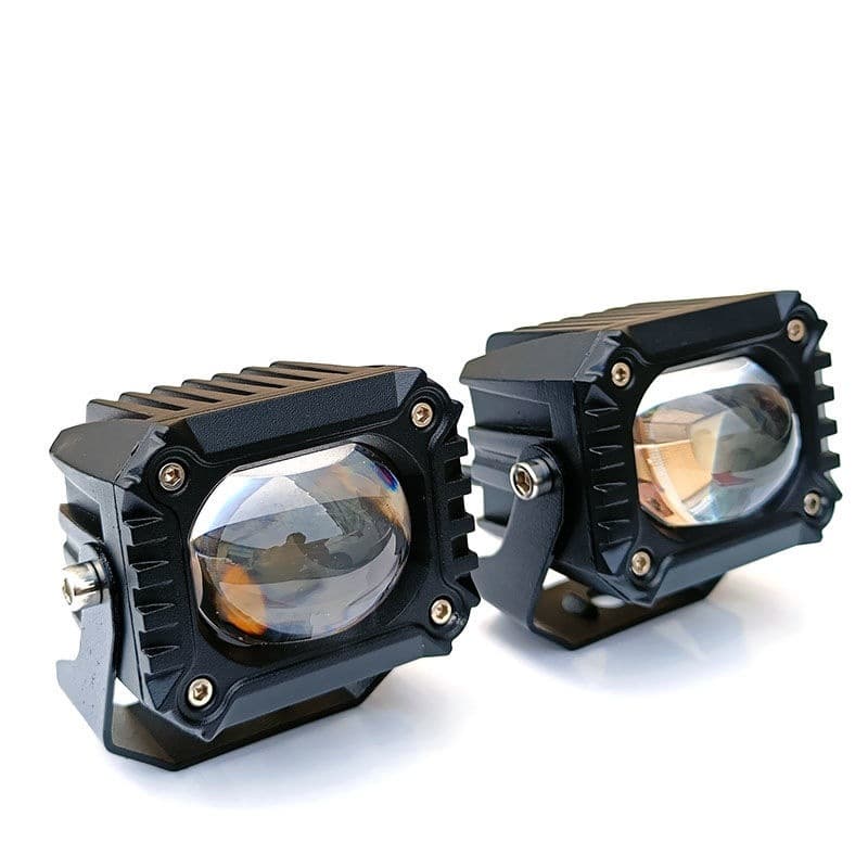 Car LED Big Cannon High/Low Beam Yellow-White Dual Color Lens Truck Strong Auxiliary Road Light External Retrofit Light