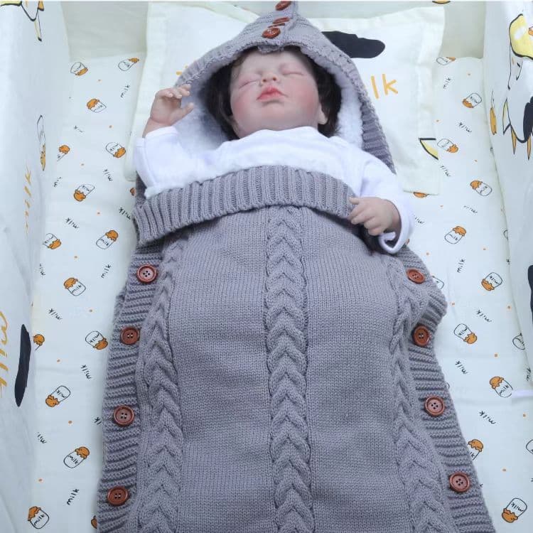 Autumn/Winter Infant Fleece-Lined Thickened Knitted Warm Sleepsack, Newborn Autumn/Winter Style Button Stroller Sleepsack Wholesale