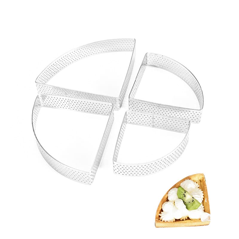 304 Stainless Steel Perforated Tart Ring, 1/4 Size, Detachable and Assembleable, Triangular Tart Ring, Baking Cake Mold