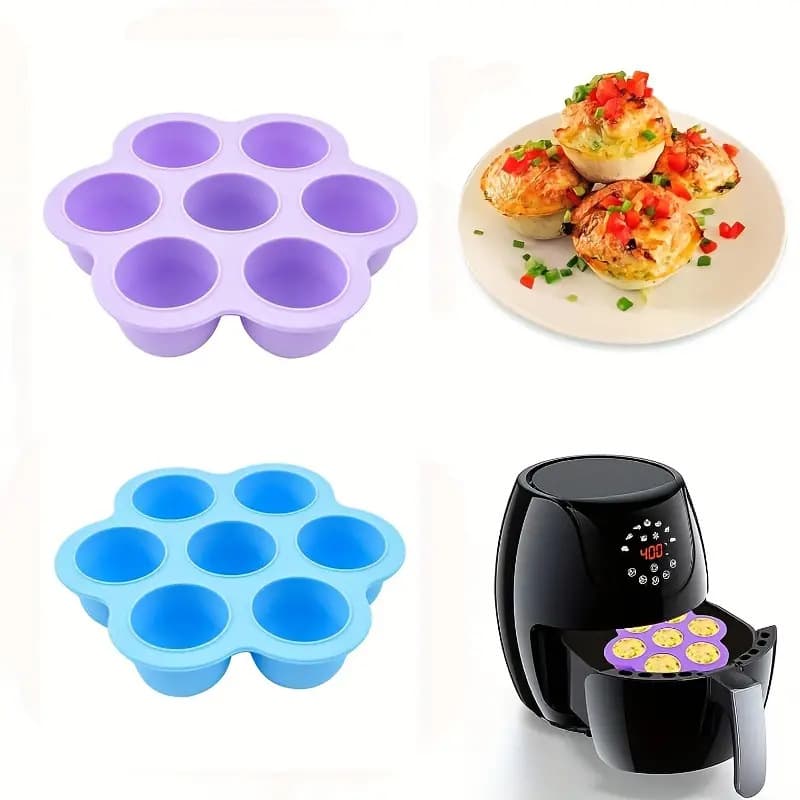 7-hole silicone ice tray with lid, silicone baby food storage box, children's food storage box, airtight food preservation box