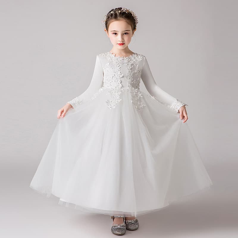 Girls' Princess Dress Autumn Winter High-End Elegant Wedding Tutu Children's Piano Performance Dress