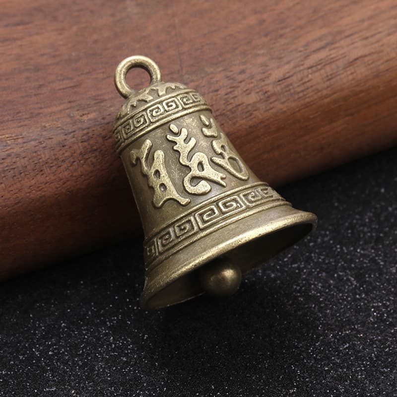 Antique Brass Vintage Three-Lion Bell Wind Chime Car Keychain Pendant Retro Hanging Bell Accessory Wholesale