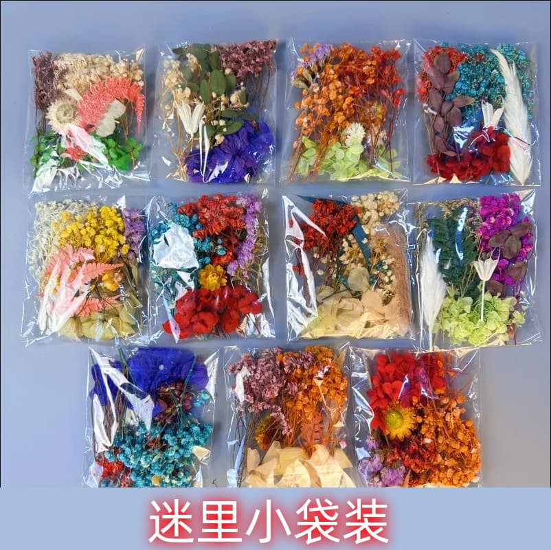 Dried Flowers Eternal Flowers Floating Flower Resin Candles Frame Round Fan Pressed Flower Material Kit Baby's Breath Handmade Everlasting