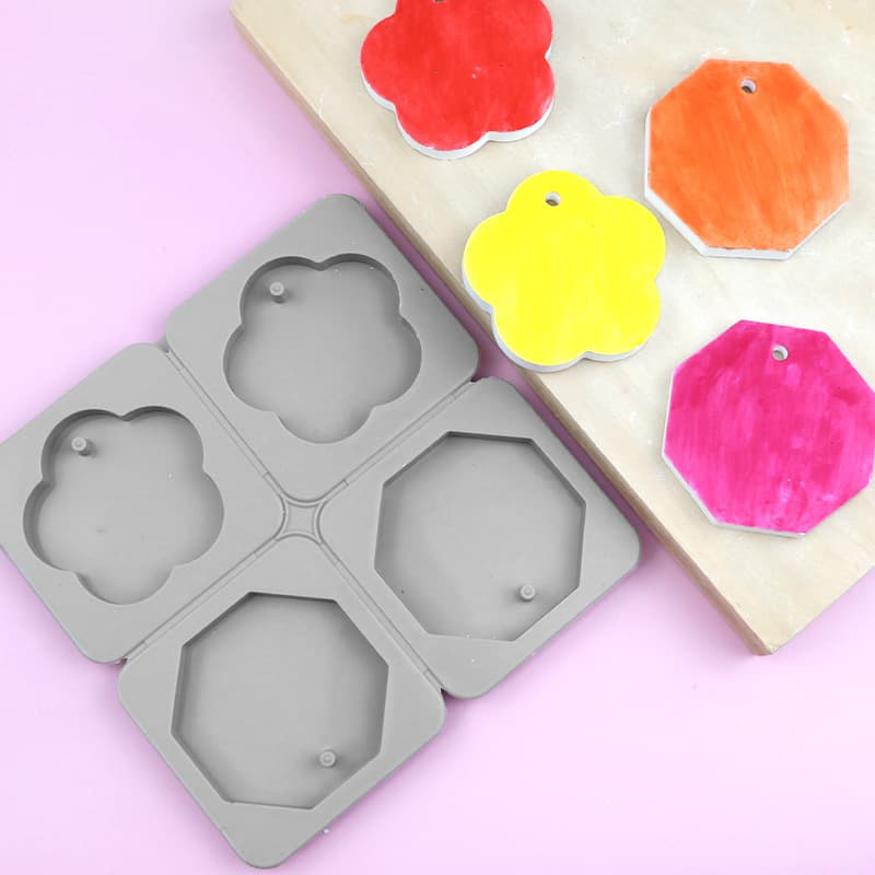 Scented Wax Sheets 4-Cavity Hexagon Flower Shape DIY Car Hanging Ornament Mold Aromatherapy Plaster Tool Soap Mold