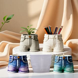 Yindian Jeans Cement Aromatherapy Plaster Cup Mold DIY Resin Storage Cup Flower Pot Ornament Silicone Mold