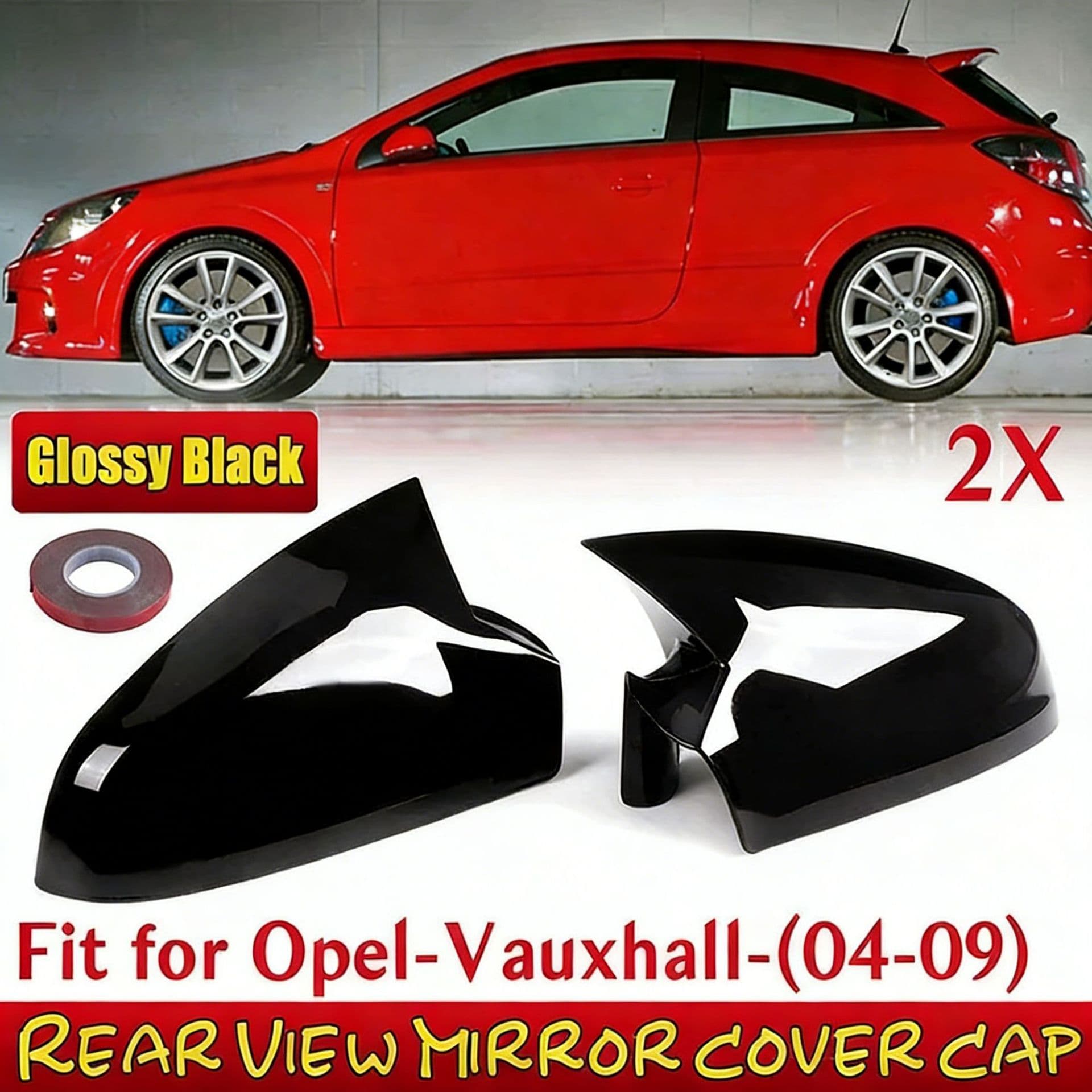 For Opel Vauxhall Astra H 04-09 Modified Bullhorn Mirror Shell Cover Rearview Mirror Cap