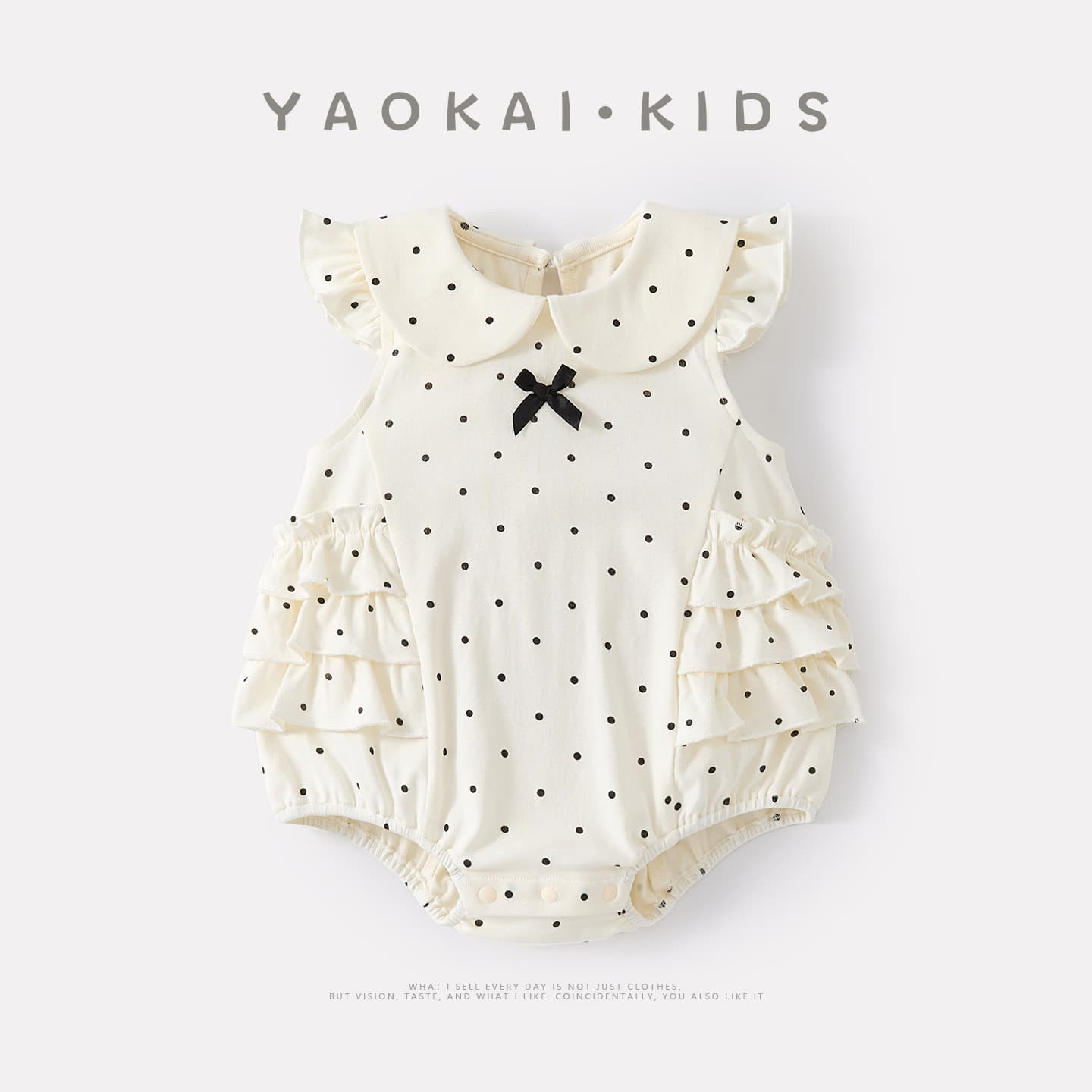 Infant and toddler Korean style polka dot doll collar sleeveless harem baby girl summer thin sweet casual knitted jumpsuit