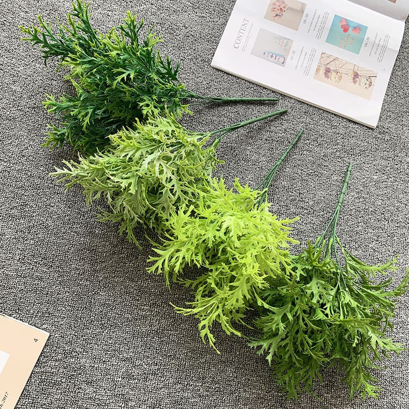 Artificial Green Wall Decoration Tropical Plant Water Grass Bundle 5-Fork Mugwort Green Landscape Decor