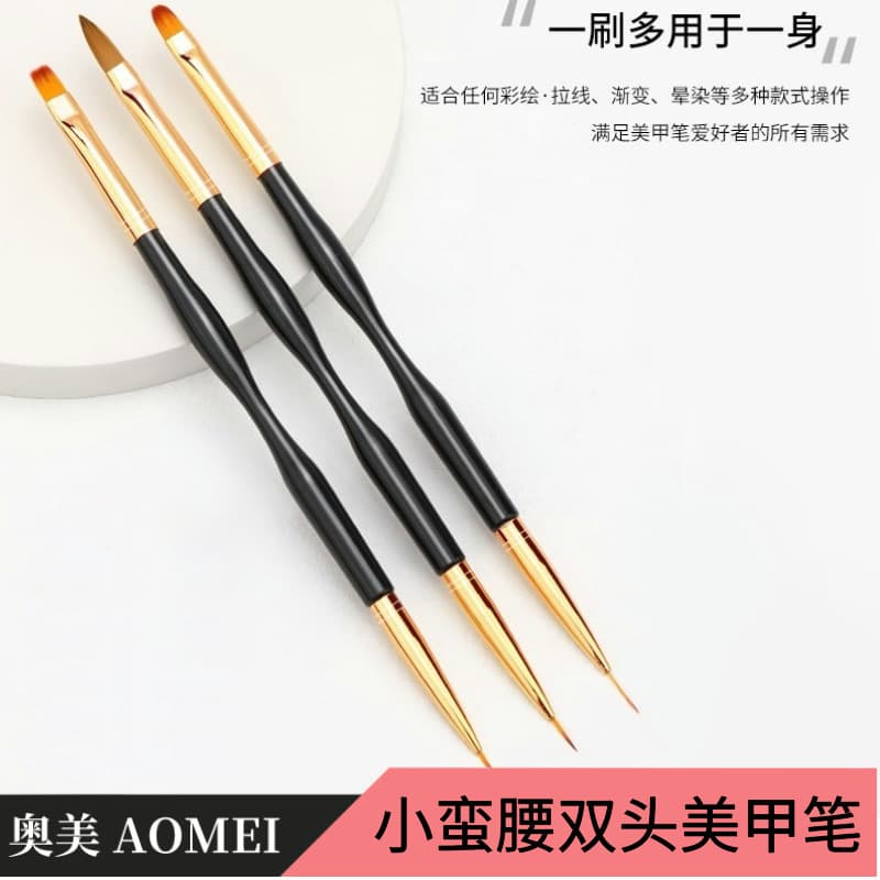Nail Art Pen Set Double Head Slim Waist Line Drawing Colorful Painting Light Therapy Crystal Pen 3 Pieces Manicure Pen Kit