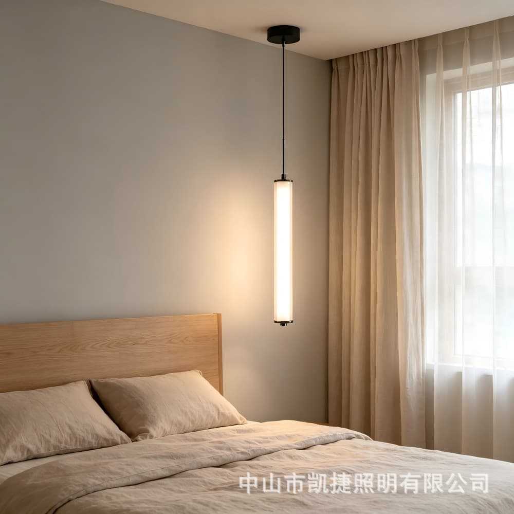 LED long straight glass chandelier Italian light luxury bedroom bedside chandelier hotel restaurant bar glass lamps