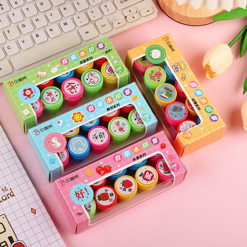 Creative Cute Children Praise Reward Stamp Boxed Mini Small Stamps Student Supplies Prizes Gifts Factory Wholesale