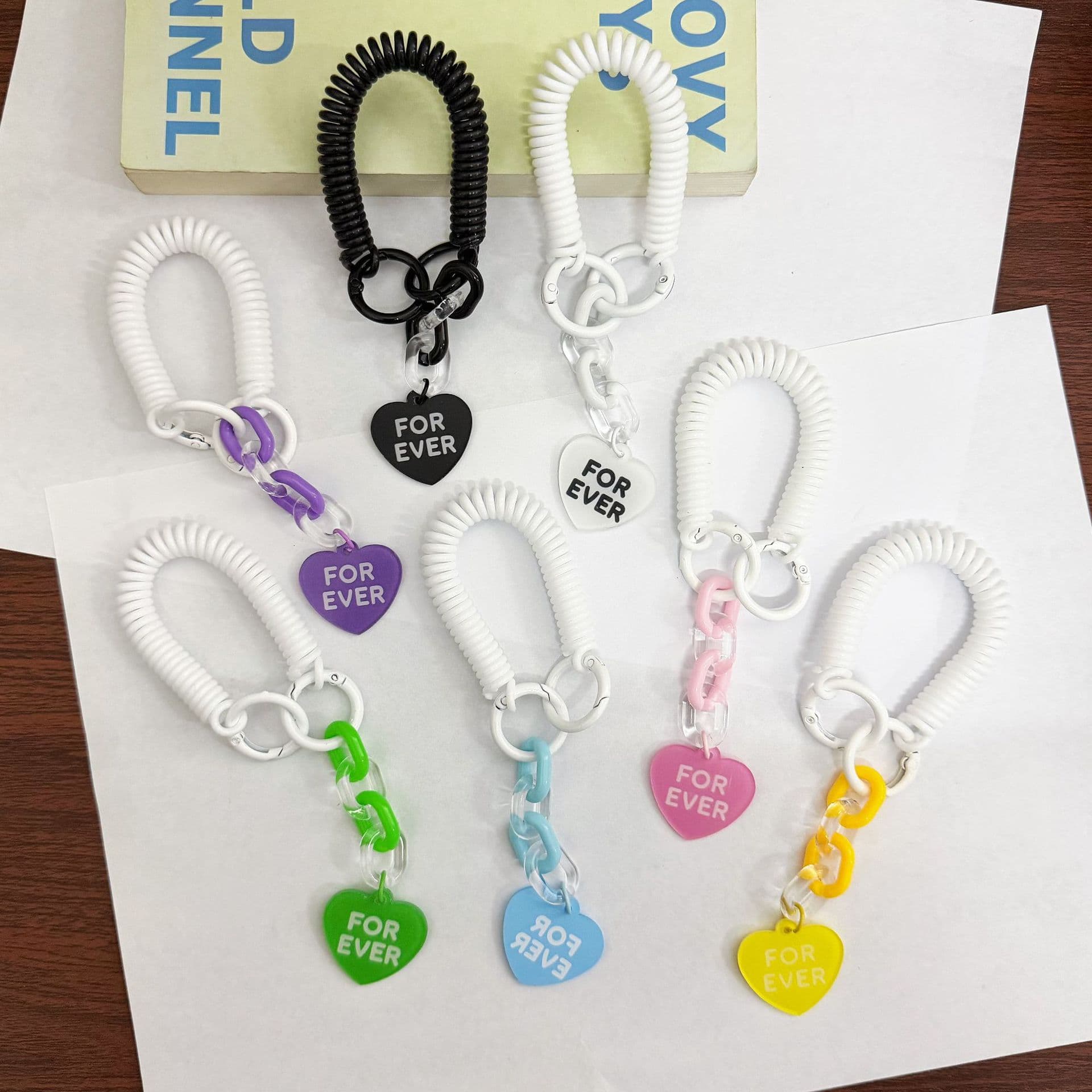 ins style double circle spring rope student bag hanging elastic rope anti-lost love acrylic sheet spot telescopic rope