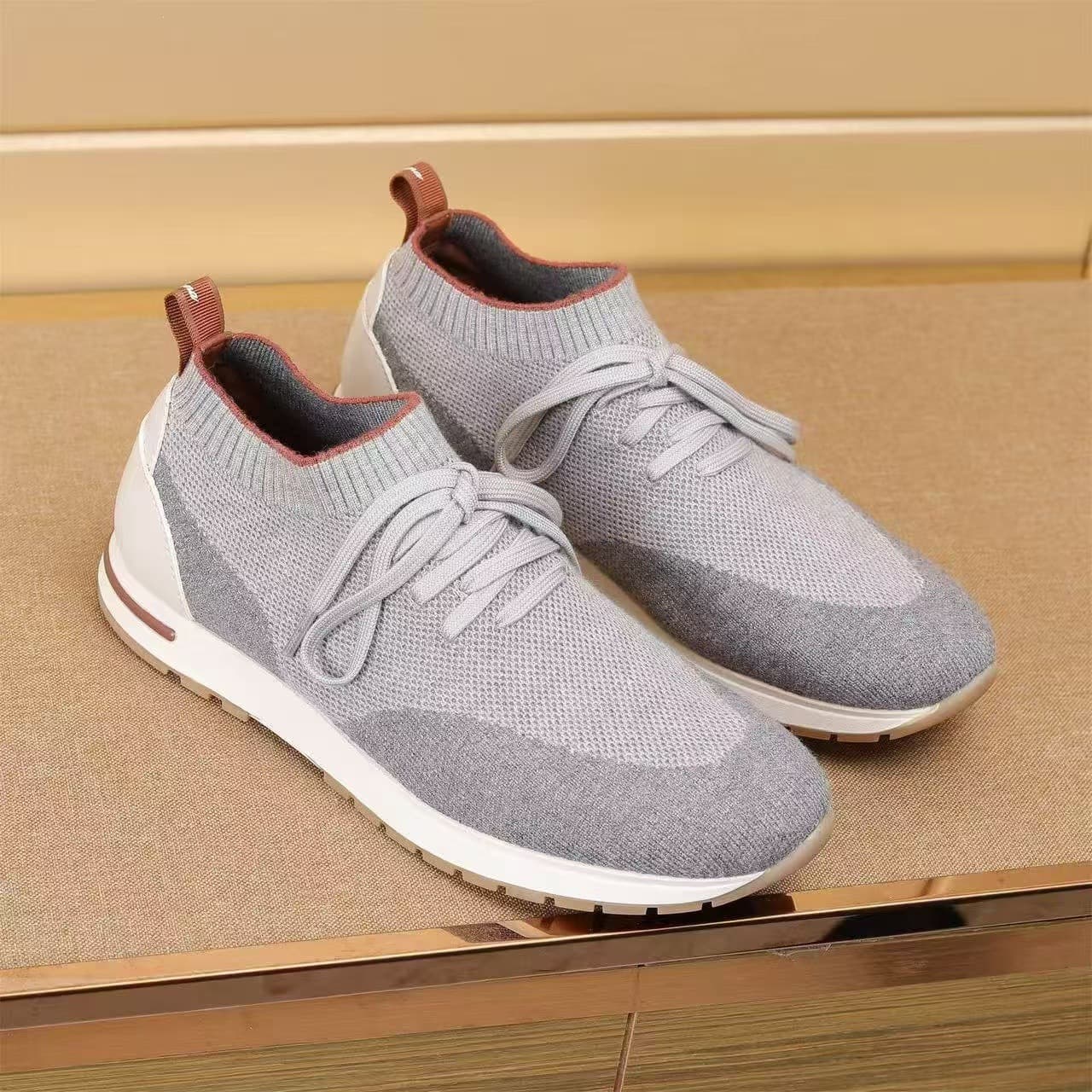 Cashmere Men's Knitted Mesh Shoes Summer Breathable Knit Sneakers Lightweight Comfortable Versatile Casual Shoes